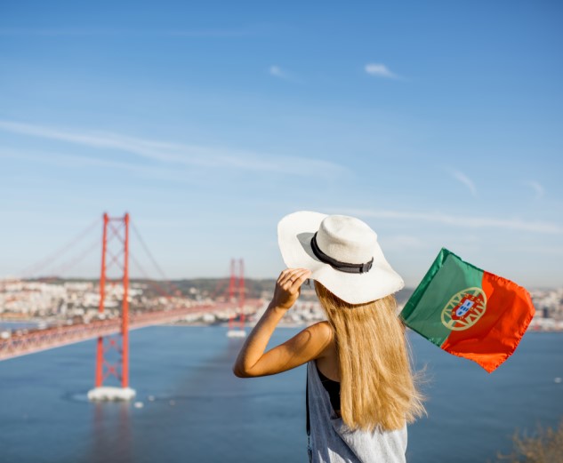 Woman with Portugal flag